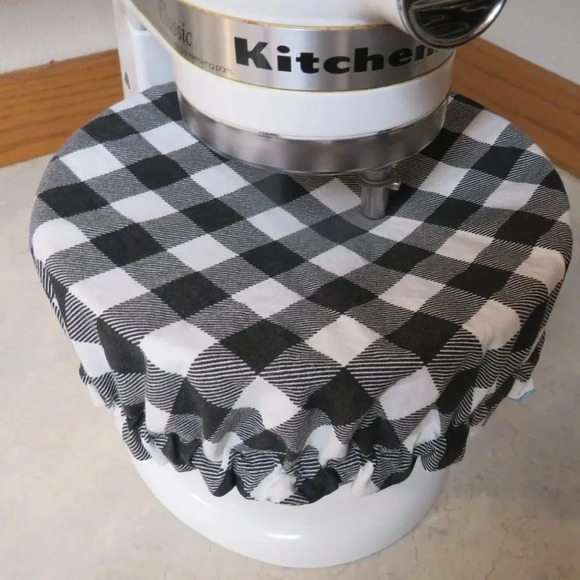 Bowl Cover Reversible Christmas Snowman and Buffalo Check Mixer Bowl Cover - Picture 2 of 6